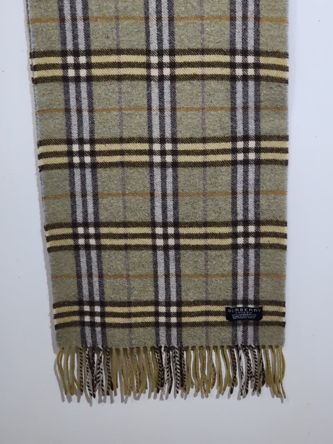 (정품) 버버리 머플러 체크 목도리 카키 램스울 영국판  상품이미지4