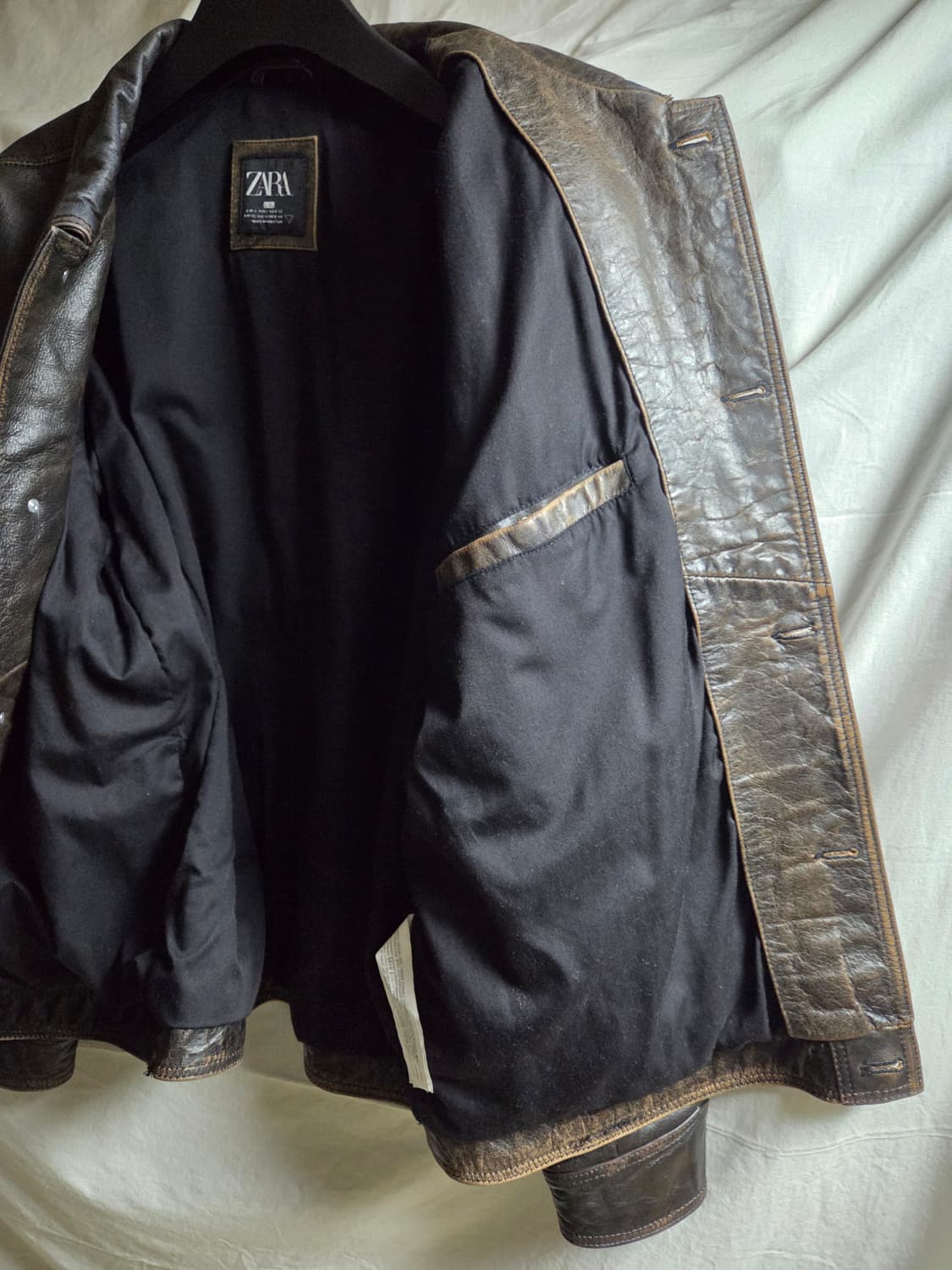 자라 ZARA 버팔로 가죽 레더 자켓 브라운 L~XL 상품이미지4