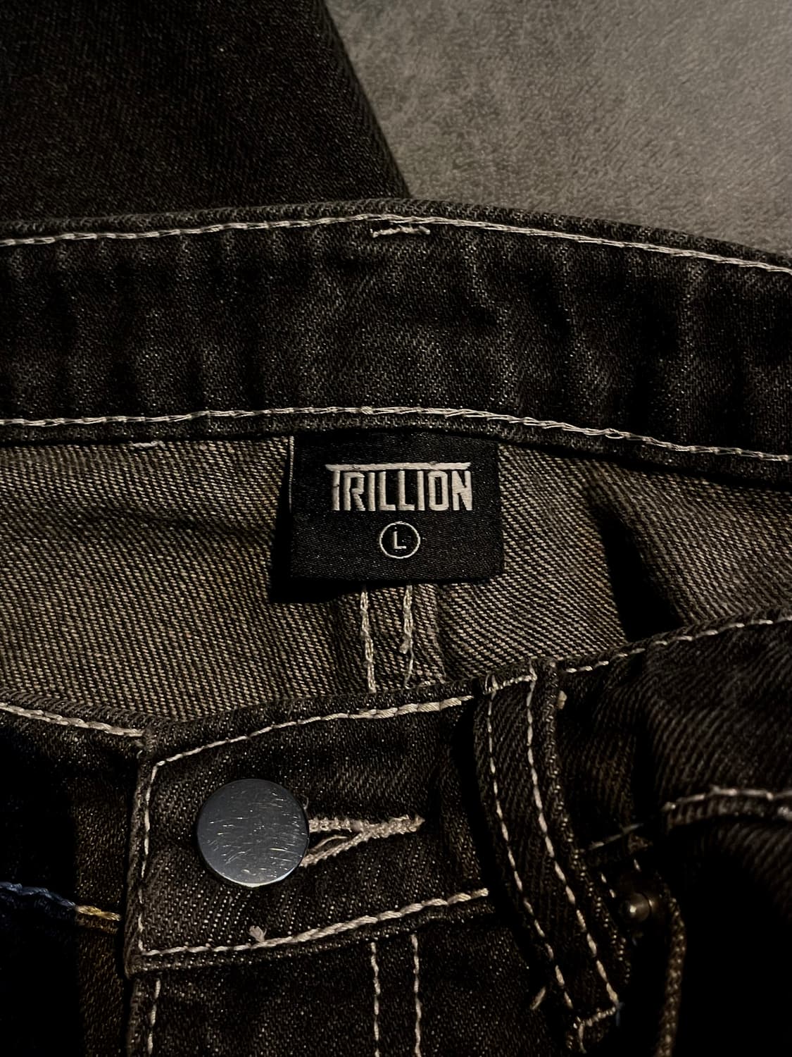 트릴리온 워싱 와이드 데님 팬츠 옐로우 블랙 L  상품이미지3