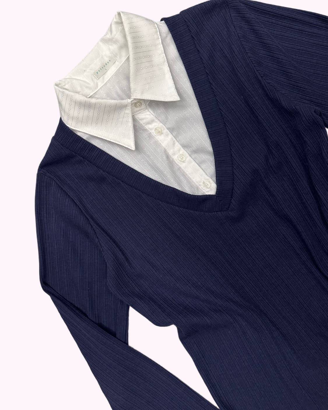 navy layered pattern blouse 상품이미지3