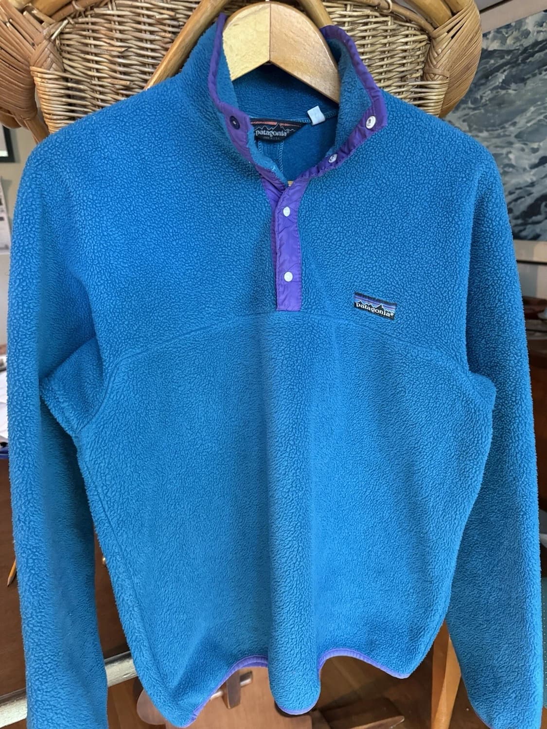 80s 파타고니아 신칠라 스냅-T 블루/퍼플 USA 상품이미지1