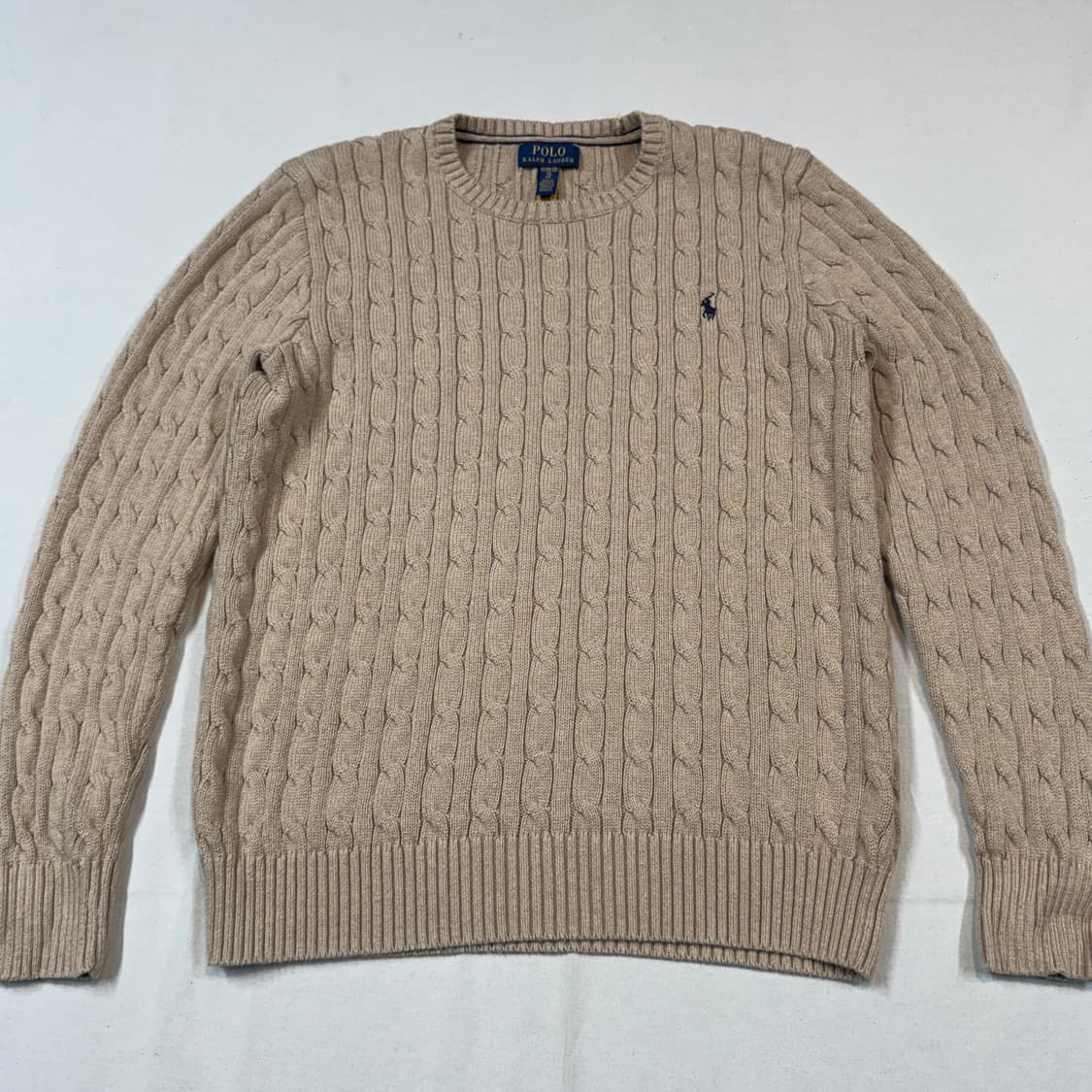 M) 폴로 랄프로렌 케이블 꽈배기 니트 탄 브라운 신형 큐알탭 상품이미지2