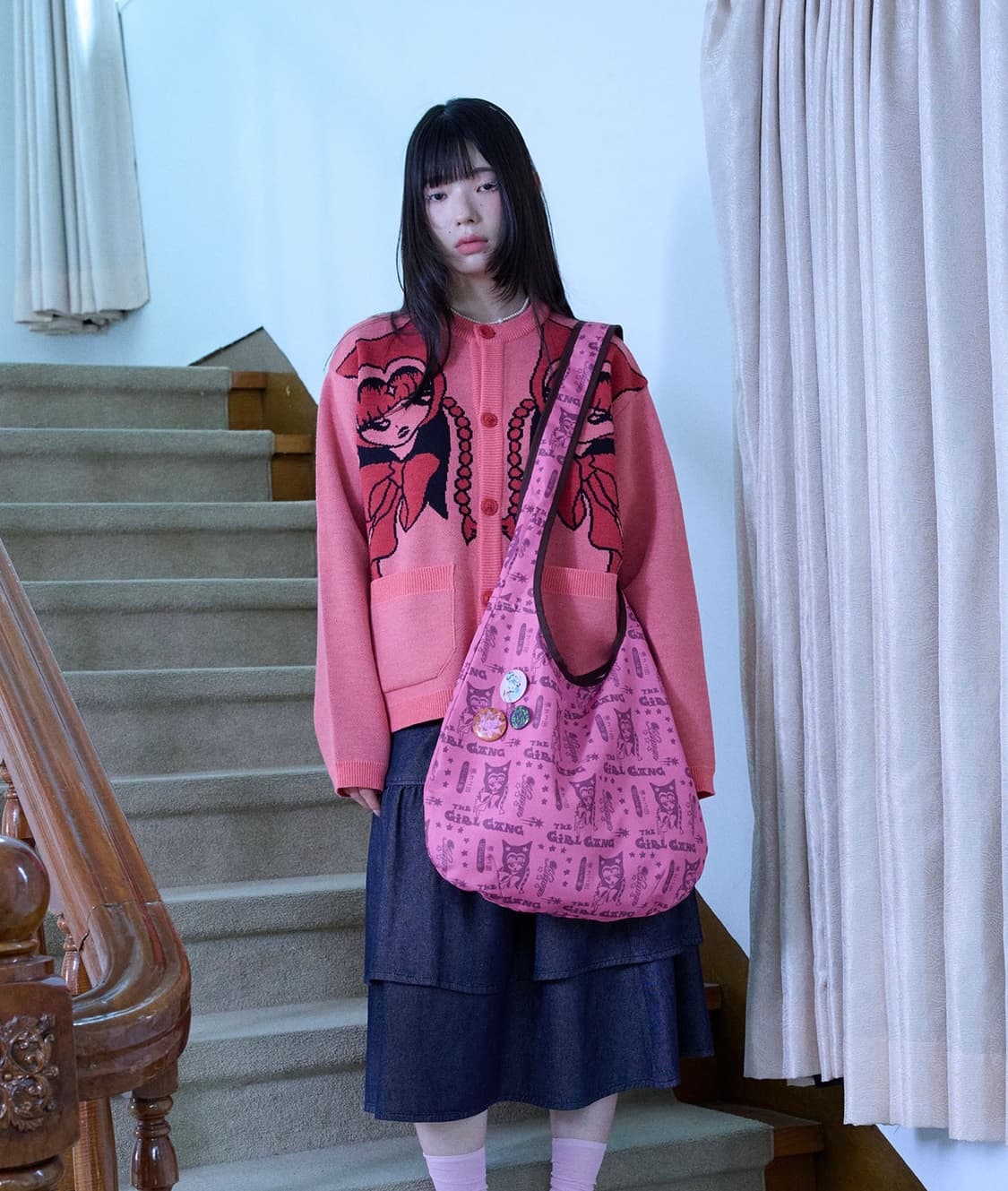 나이스고스트클럽 핫핑크 패턴 크로스백 상품이미지2