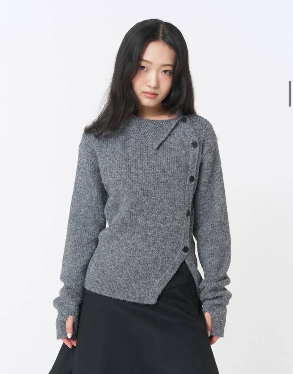 미세키서울 side button knit gray 상품이미지1