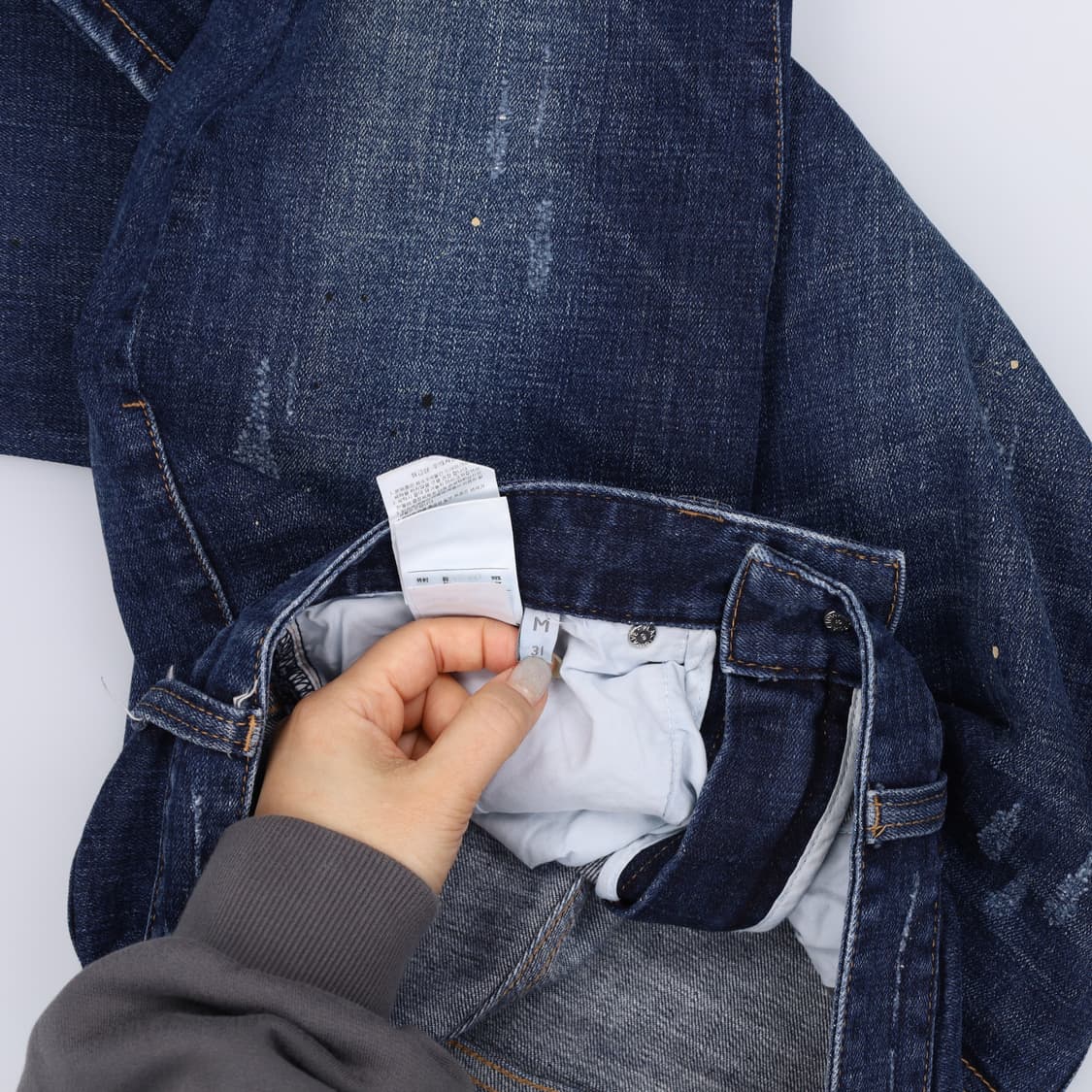 [31] 플랙 크롭 워싱 진청 데님 팬츠 1211J1 상품이미지7