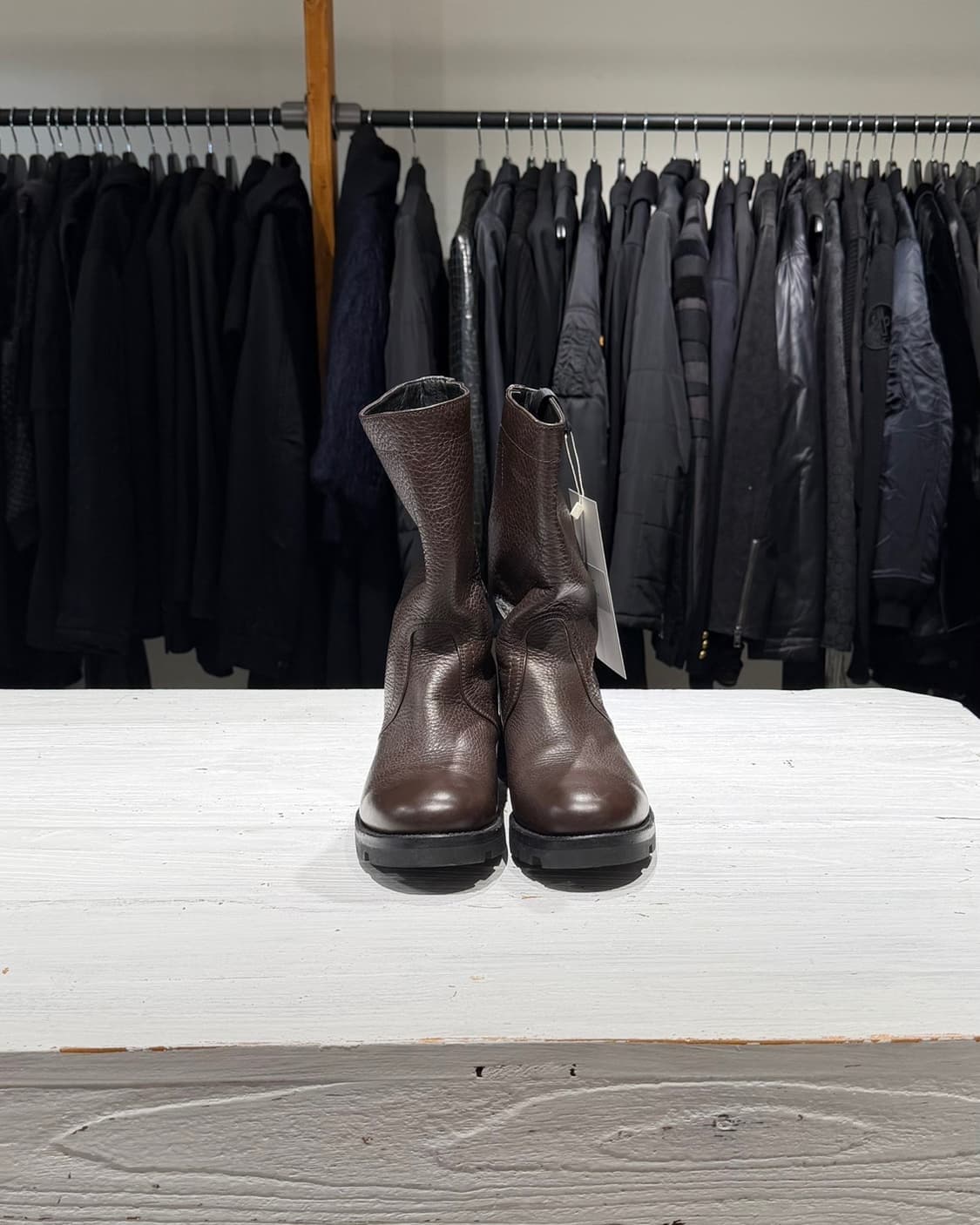 질샌더 브라운 레더 미들 부츠 상품이미지3