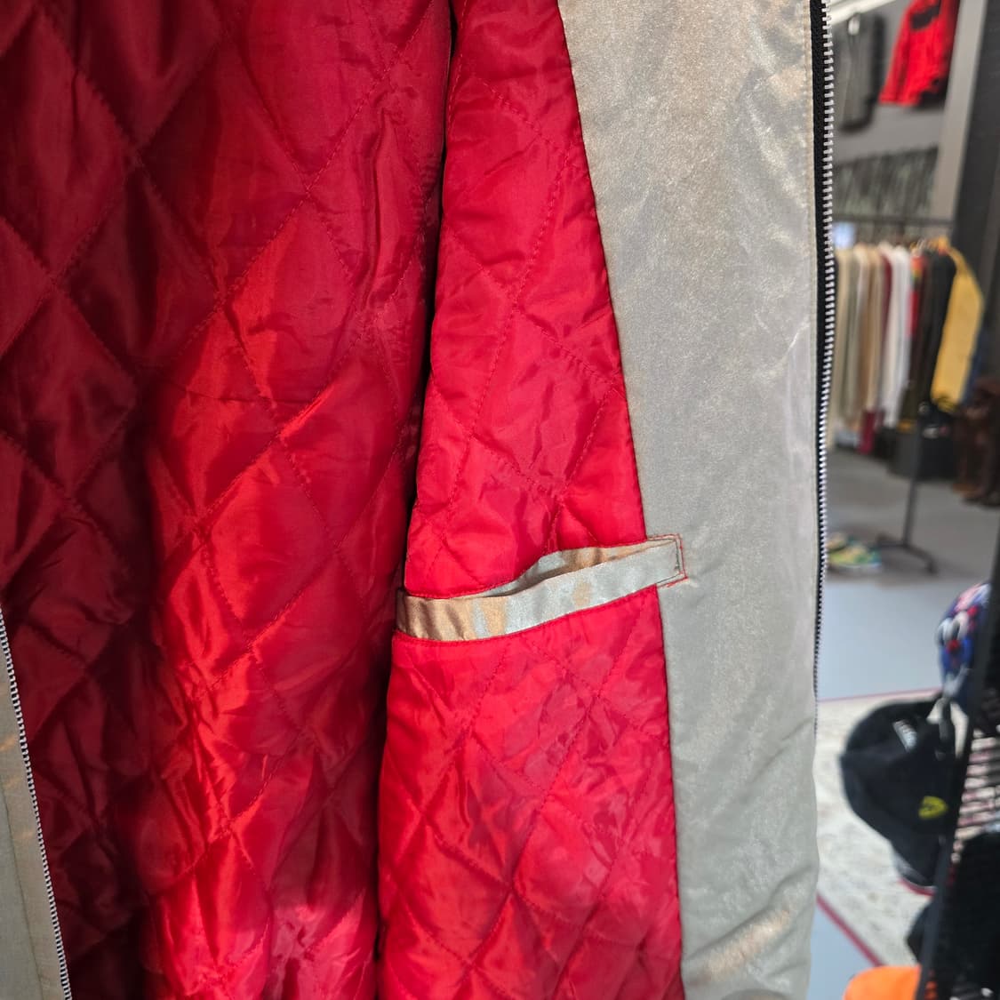 일본 빈티지 스카잔 자켓 용 자수 실버 새틴 양면 자켓 LL 상품이미지6