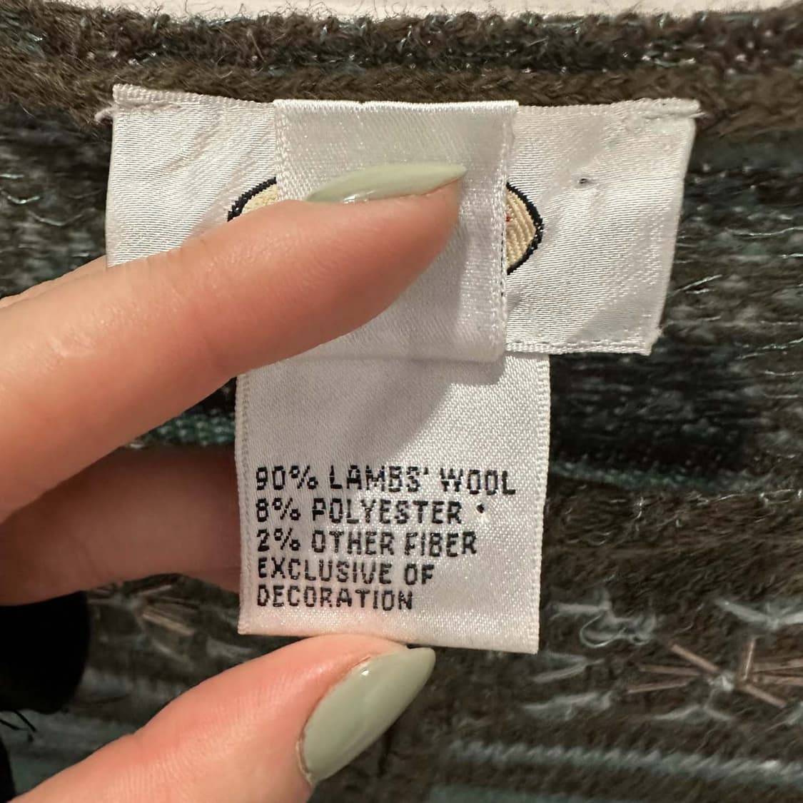 USA VINTAGE 니트 집업 가디건 노르딕 패턴 비즈 디테일 민트 상품이미지7