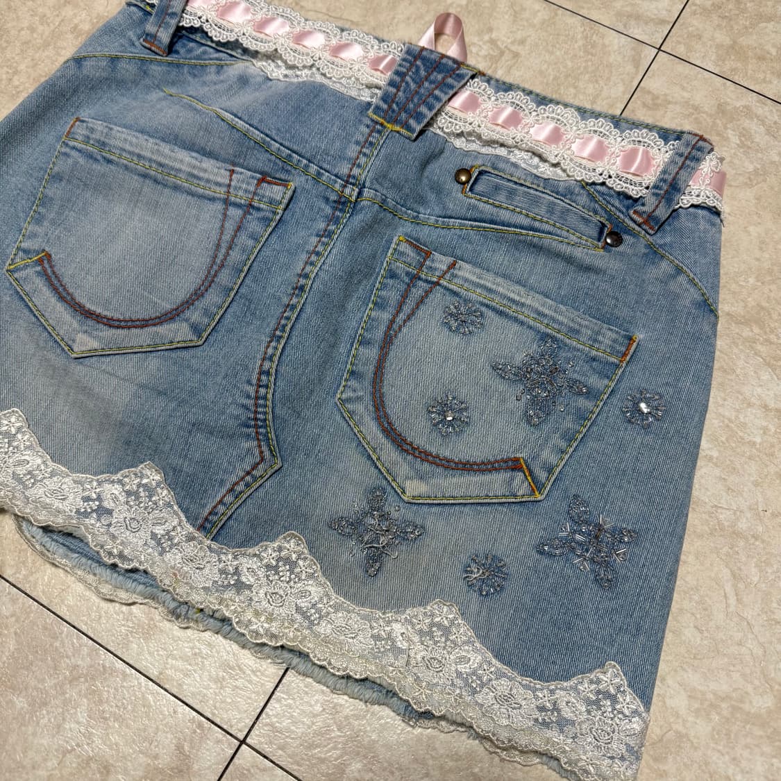 에고이스트 데님 레이스 스커트  상품이미지5