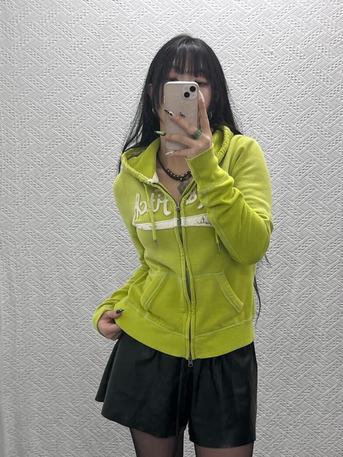 아베크롬비 Y2K 00's 라임그린 기모 후드집업 L C08854 상품이미지1