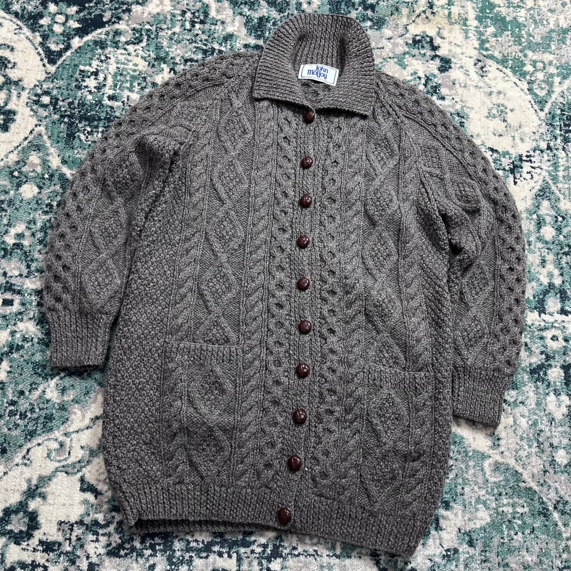 Jhon Molloy 존 몰리 케이블 울 니트 숄카라 가디건 상품이미지2