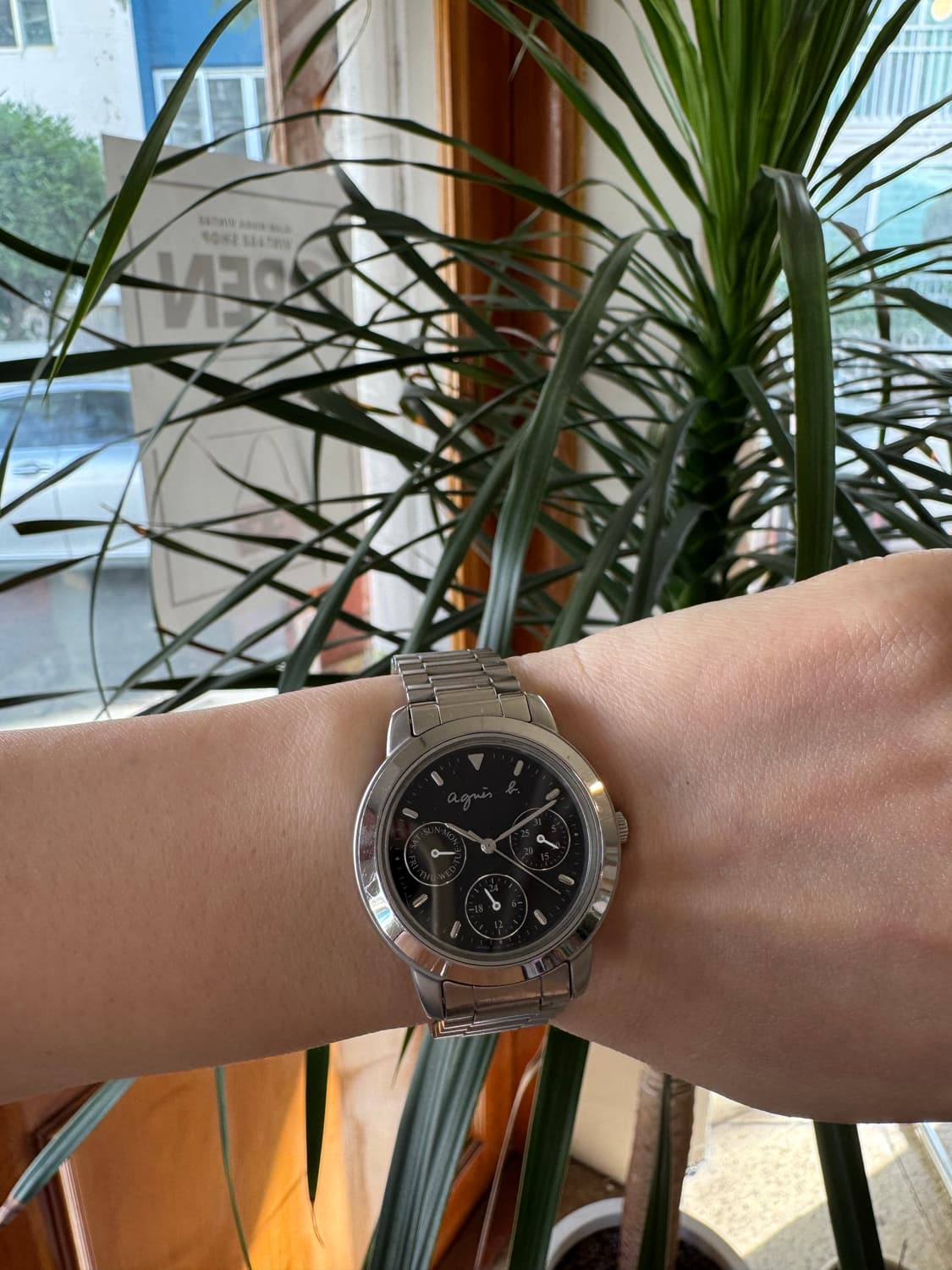 아네스베 agnes b.멀티펑션 블랙 다이얼 메탈 시계 상품이미지6