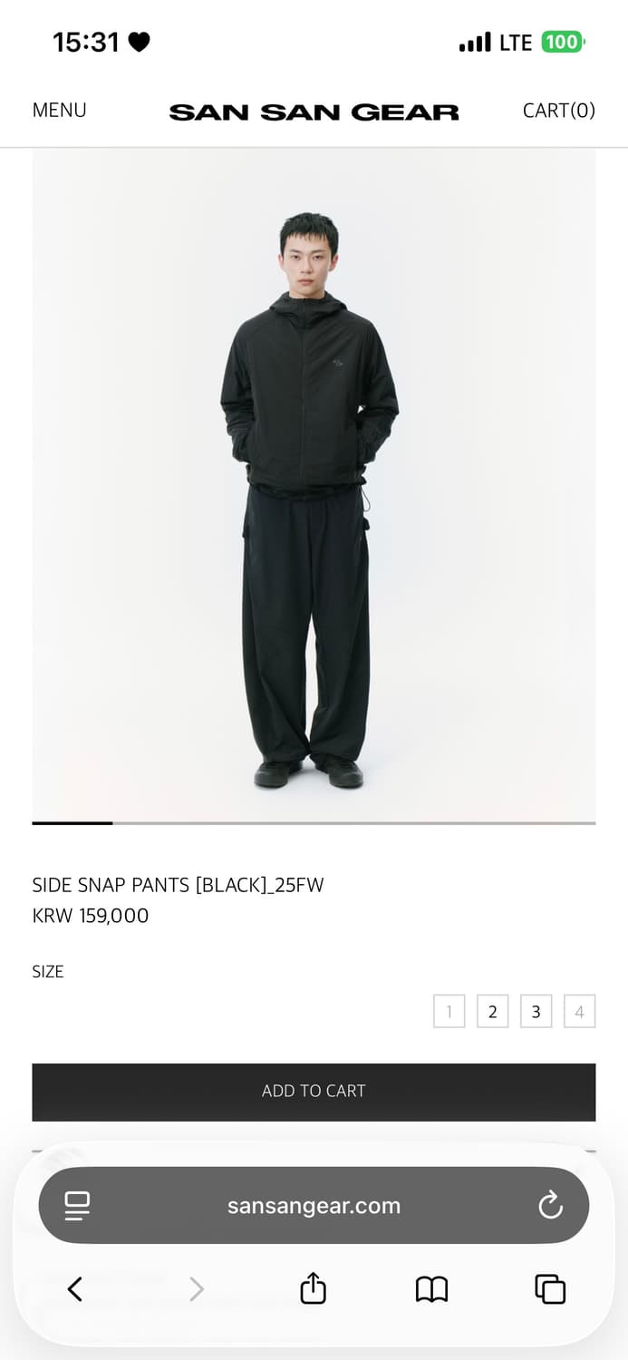 산산기어 사이드스냅팬츠 25fw 상품이미지1