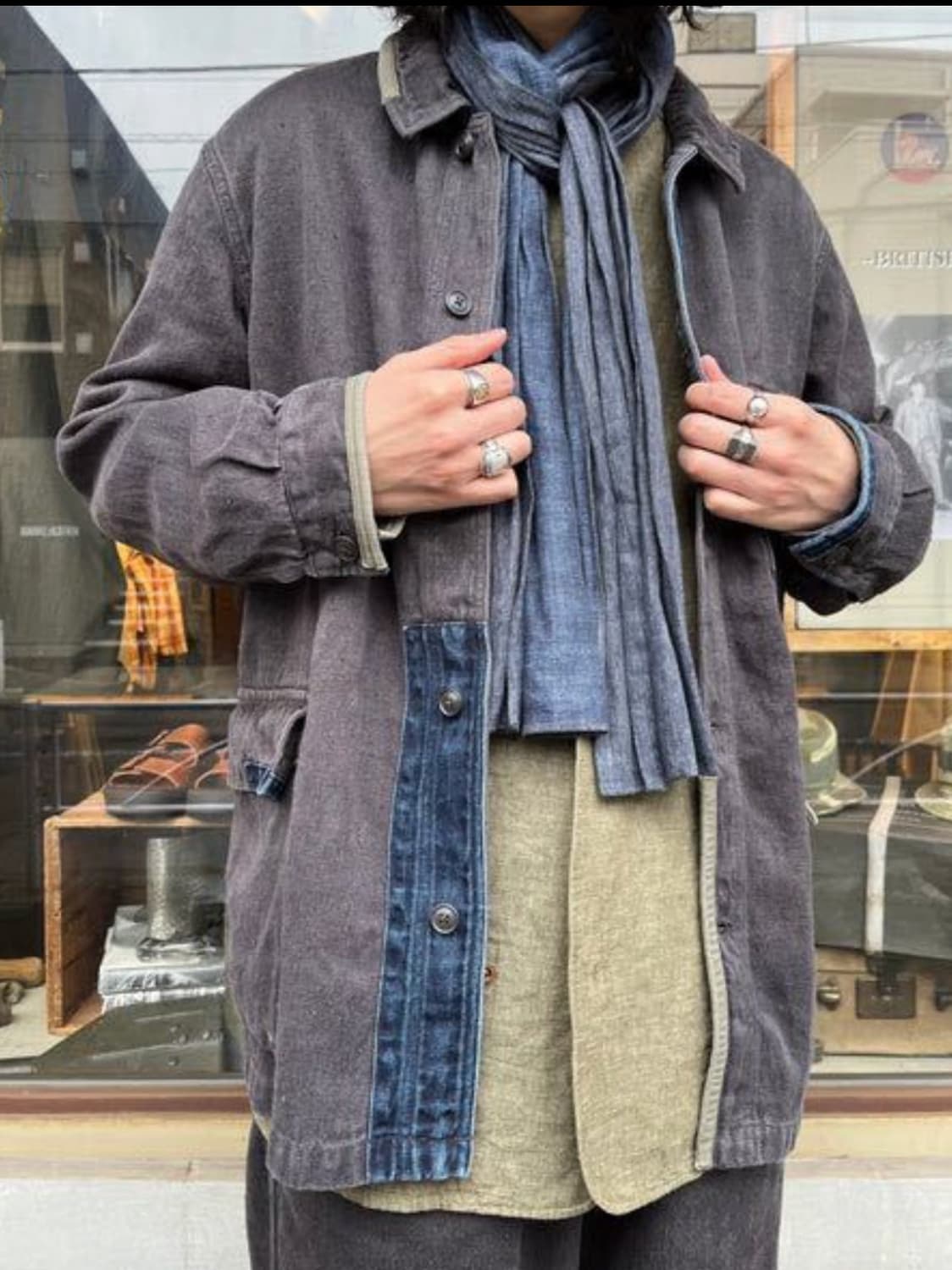 [100/48] 나이젤 카본 워크자켓 리페어 헴프데님 상품이미지2