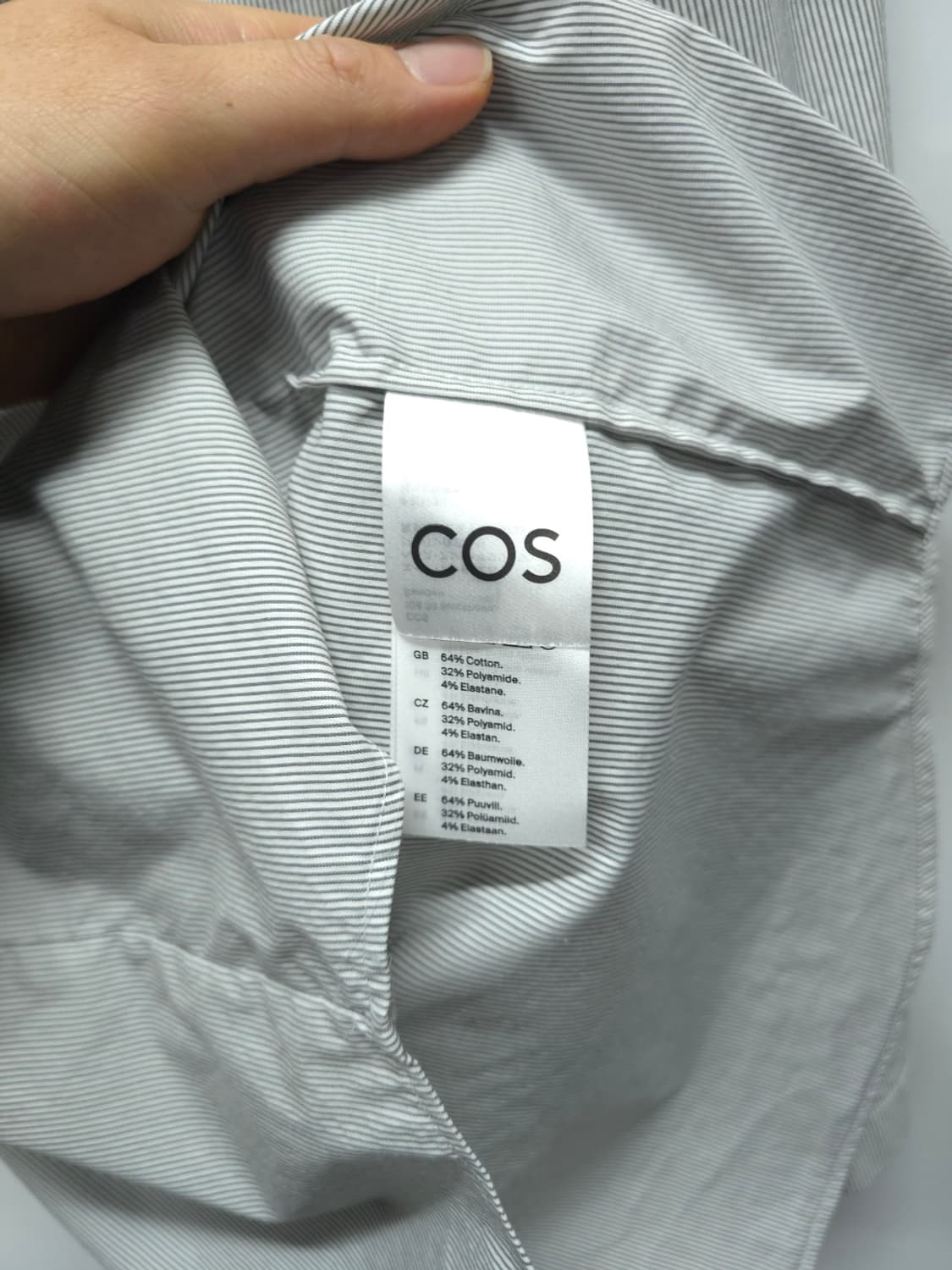 COS 코스 남성 밴드 카라 스트라이프 7부 셔츠 (100) 상품이미지9