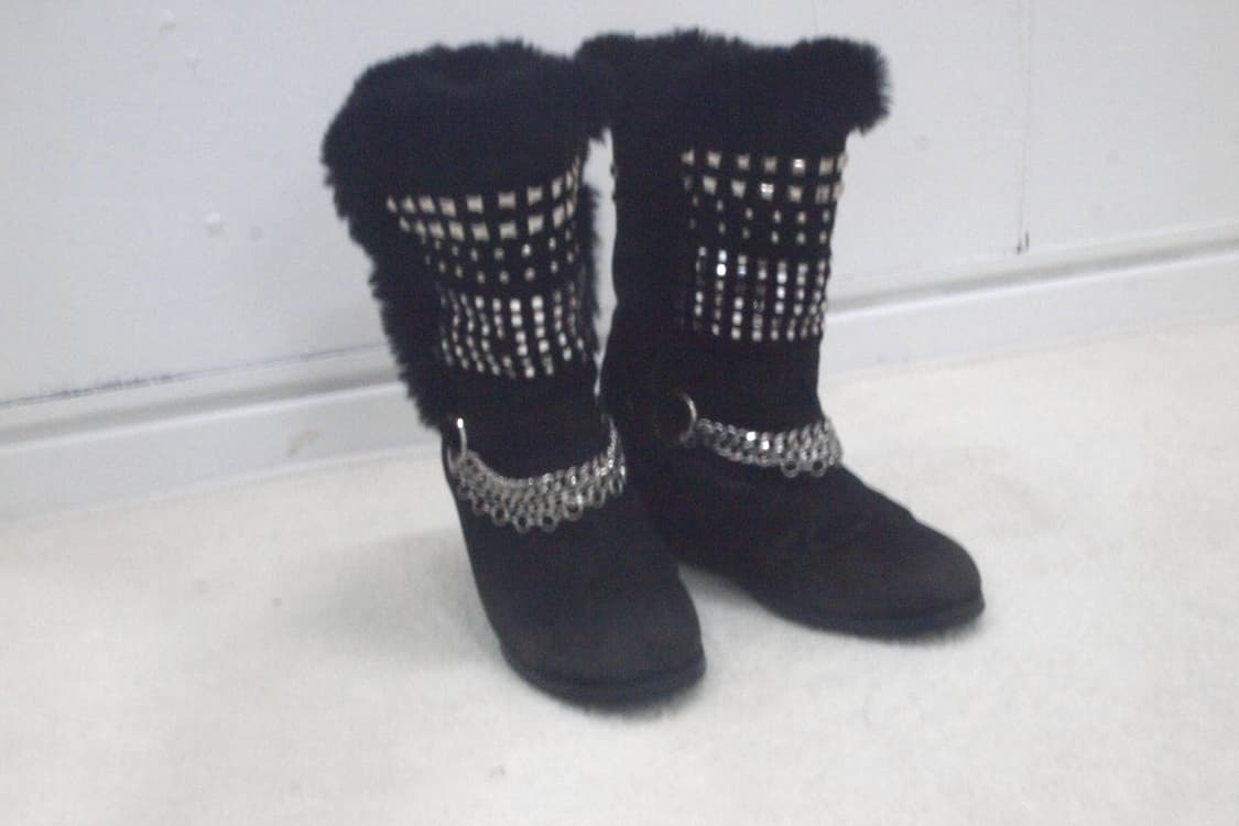 Egoist stud chain mix fur wedge boots 상품이미지1