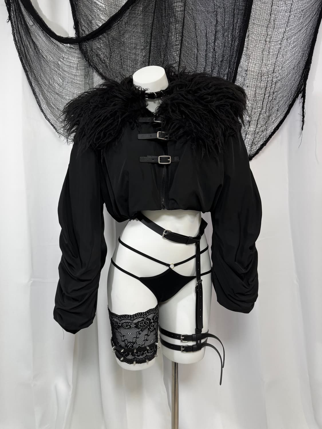 fur belt corset crop jacket 상품이미지2