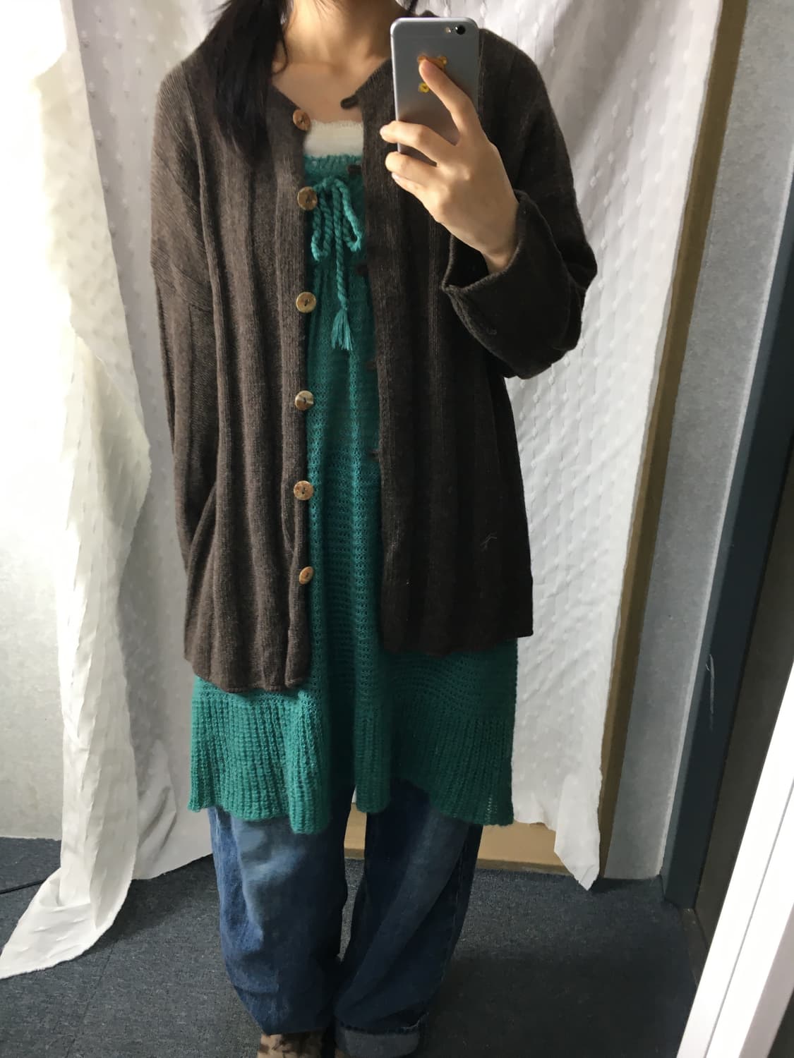 그린 니트 나시 원피스 상품이미지5