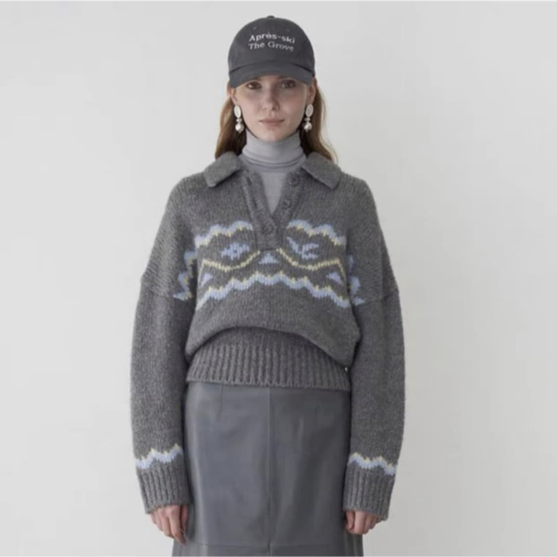 grove 그로브스토어 노르딕 아가일 패턴 카라넥 니트 상품이미지1