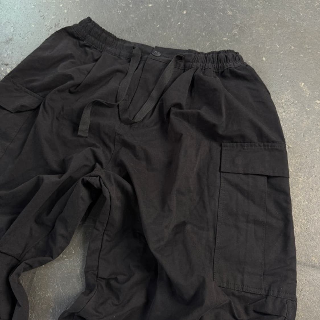 32 와이드 커브 카고 팬츠 블랙 검정 상품이미지2