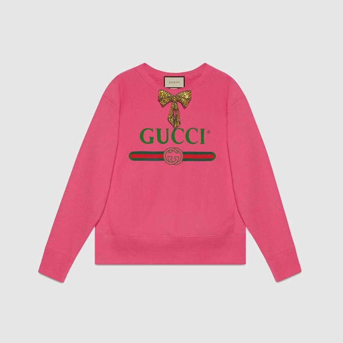 정품)급처상태좋음!구찌 오버핏 박재범,블핑제니 맨투맨 리본브로치 핫핑크티 상품이미지2