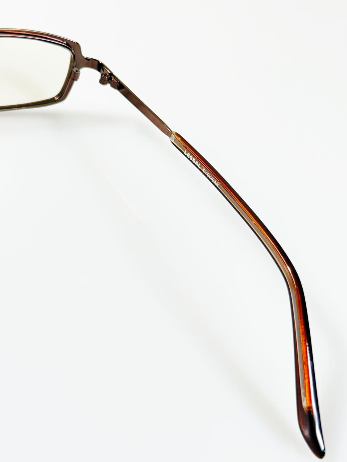 90s LESSAL 브라운 메탈 슬림 스퀘어 빈티지 안경 상품이미지6