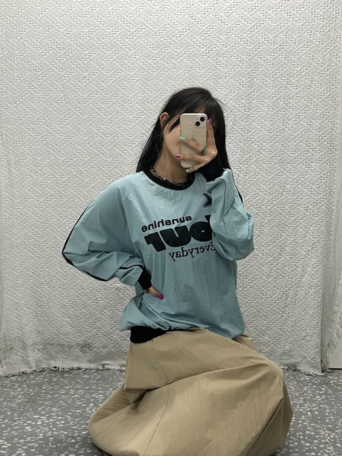 랩스튜디오 올드스쿨 하늘색 바람막이 맨투맨 M C06577 상품이미지2