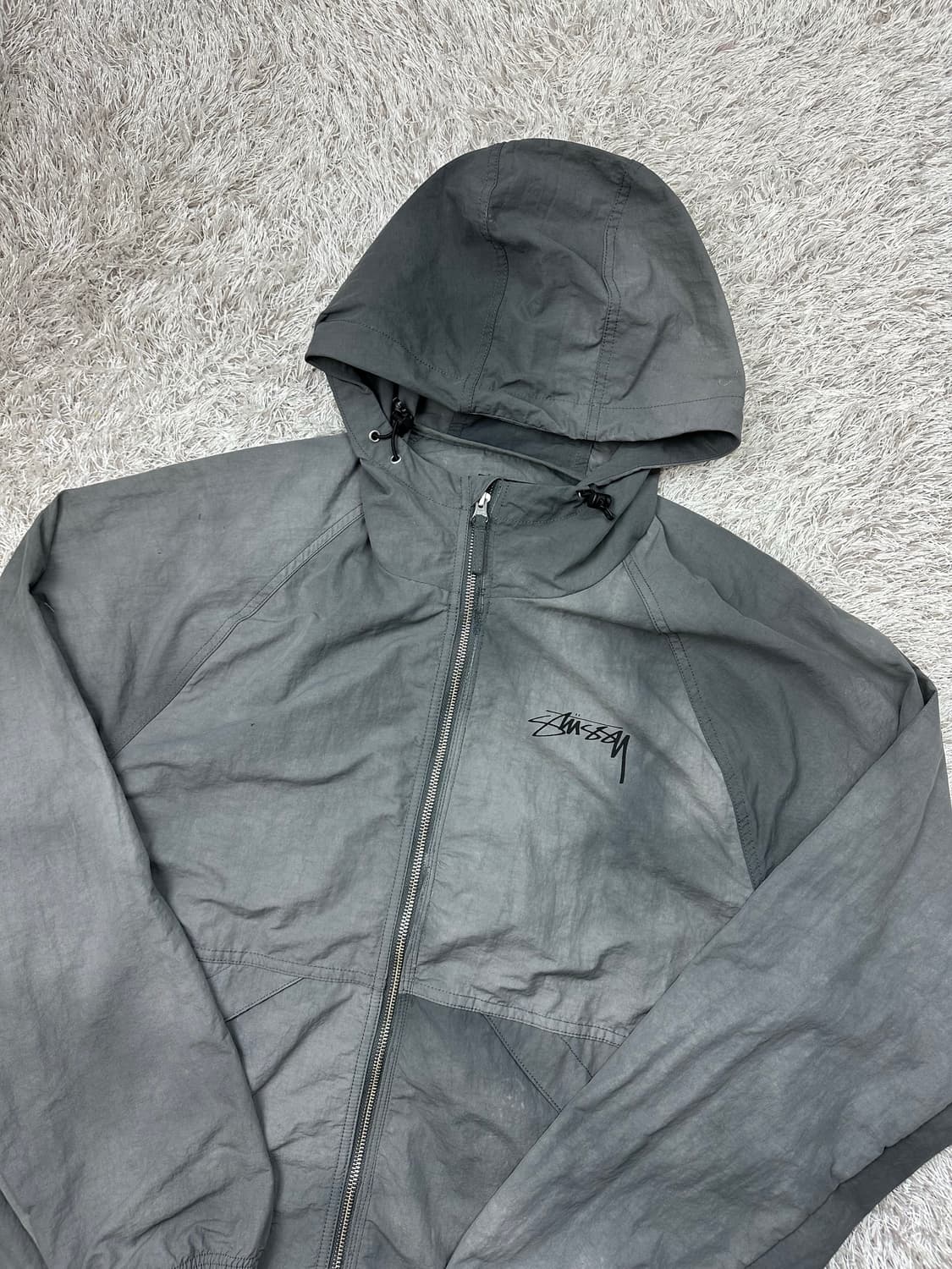 [M] 정품 스투시 웨이브 다이 비치 쉘 자켓 그레이 상품이미지1