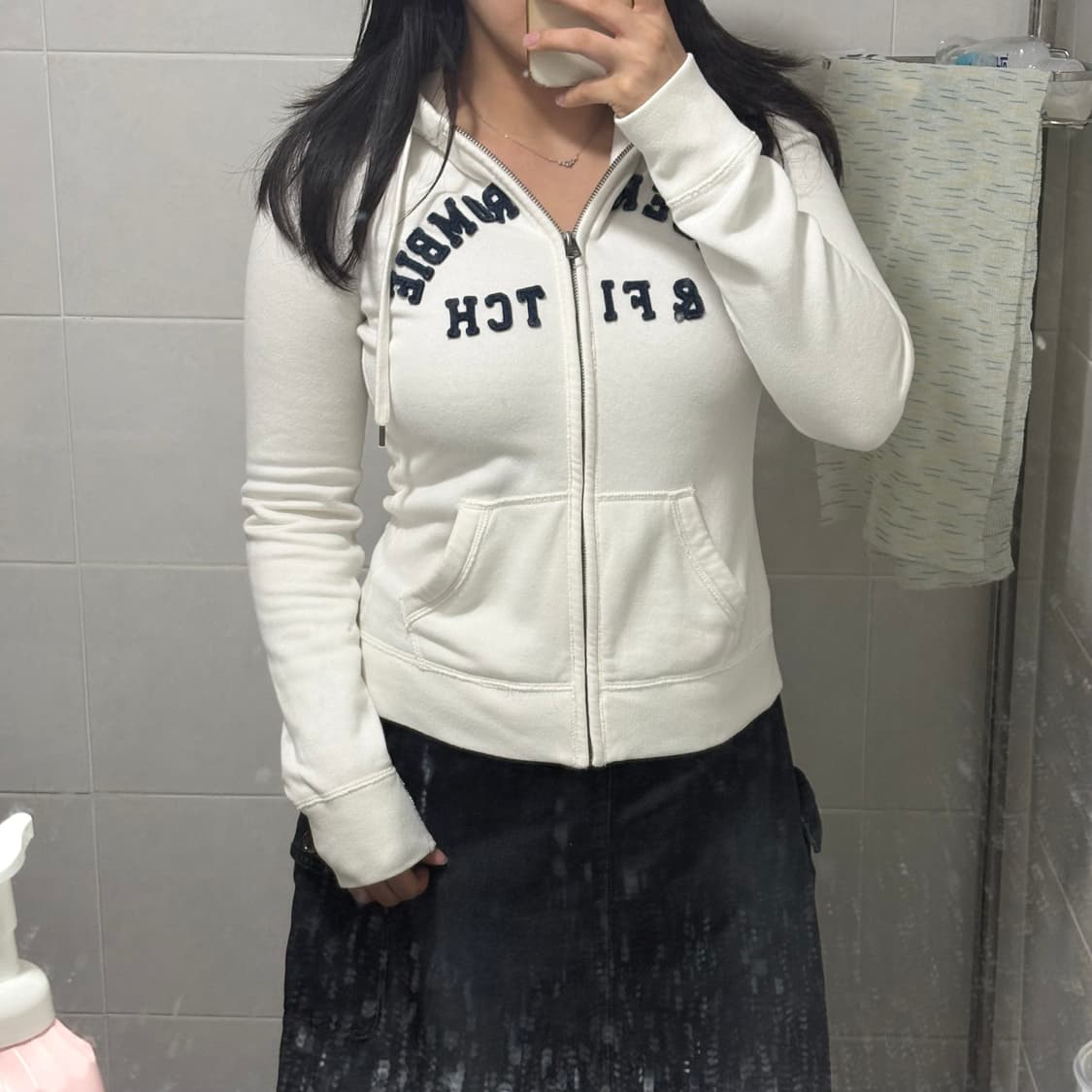 초대장) 아베크롬비 딱붙 후드집업 (아이보리 M) 상품이미지3