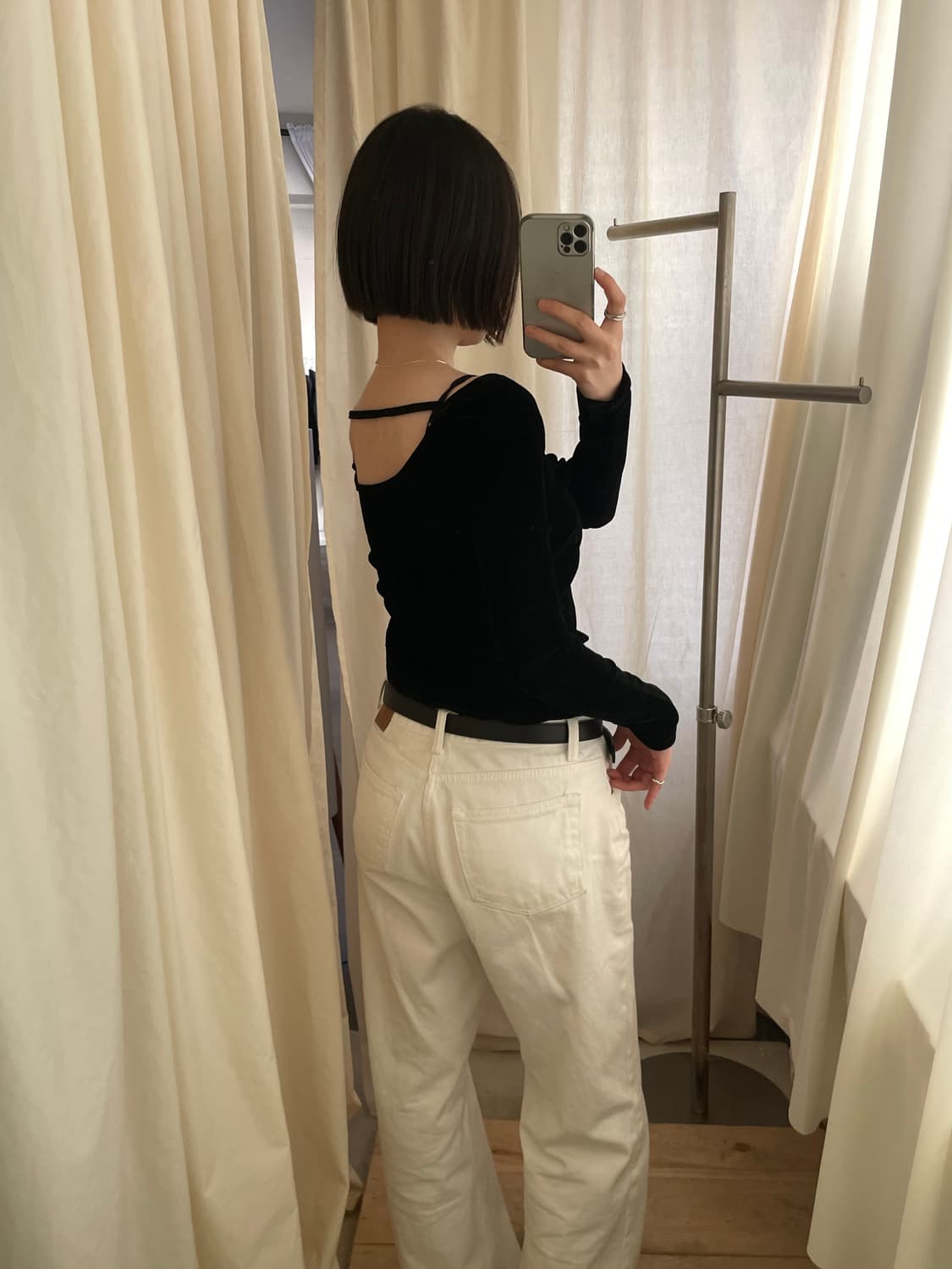 boat neck side shirring velvet top 상품이미지9