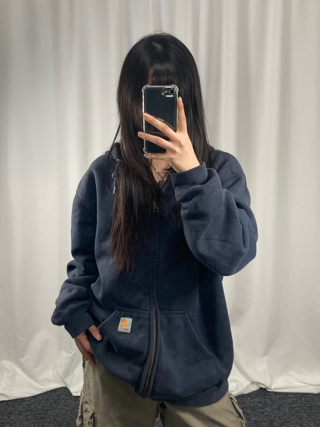 칼하트 써멀 네이비 후드집업 상품이미지2