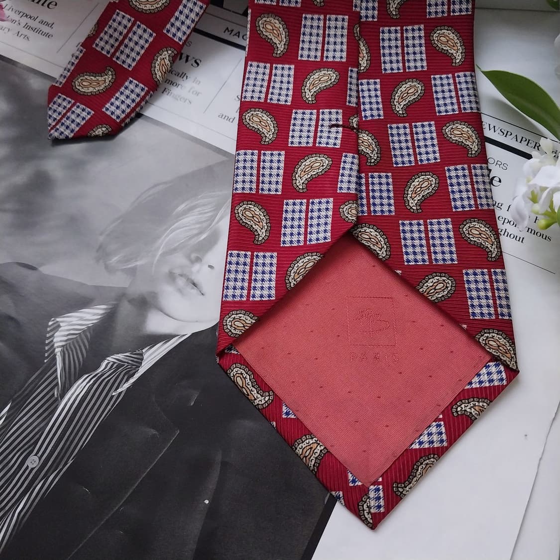 발망 실크 레드 페이즐리 패턴 넥타이 9.5cm A+등급 K1627
 상품이미지7