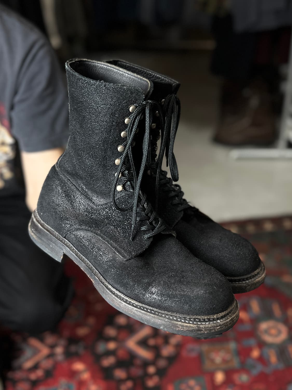 *아카이브* 10A/W 미하라 야스히로 러프아웃 스웨이드 컴뱃 부츠 상품이미지1