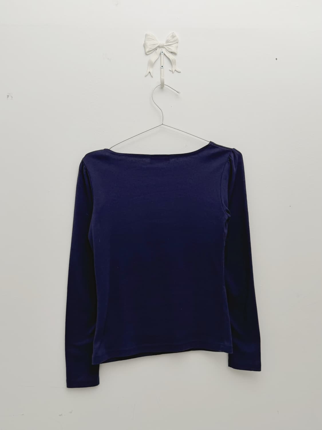 네이비 리본 셔링 스퀘어넥 탑 상품이미지6