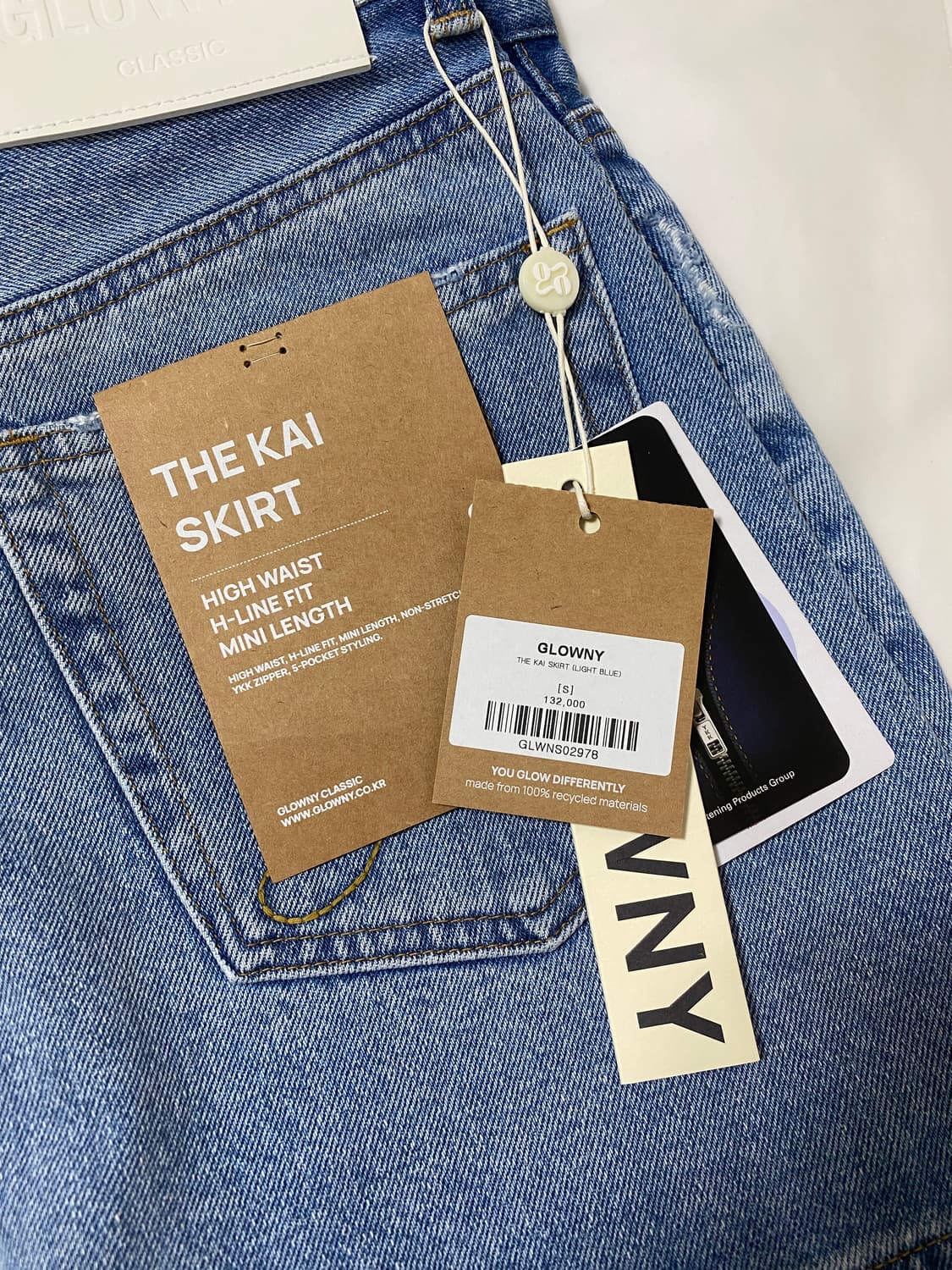 새상품)글로니 데님 스커트 THE KAI SKIRT LIGHT BLUE 상품이미지3