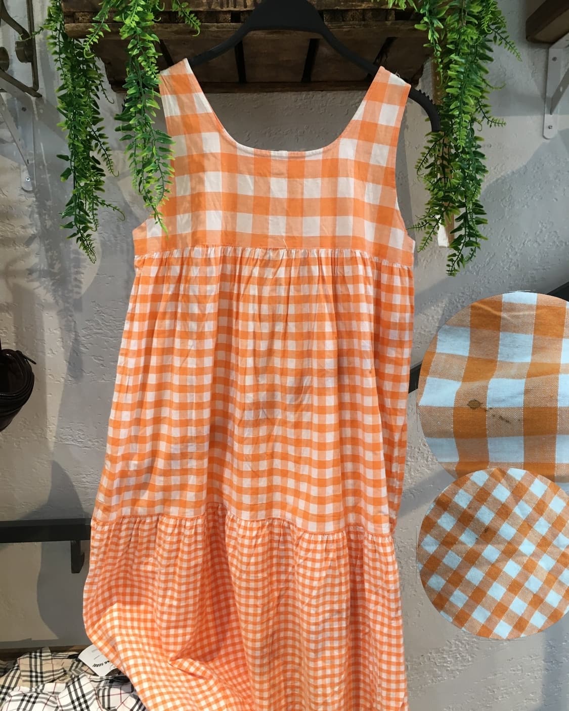 빈티지 능소화 오렌지 체크 플라워 코디세트 상품이미지3