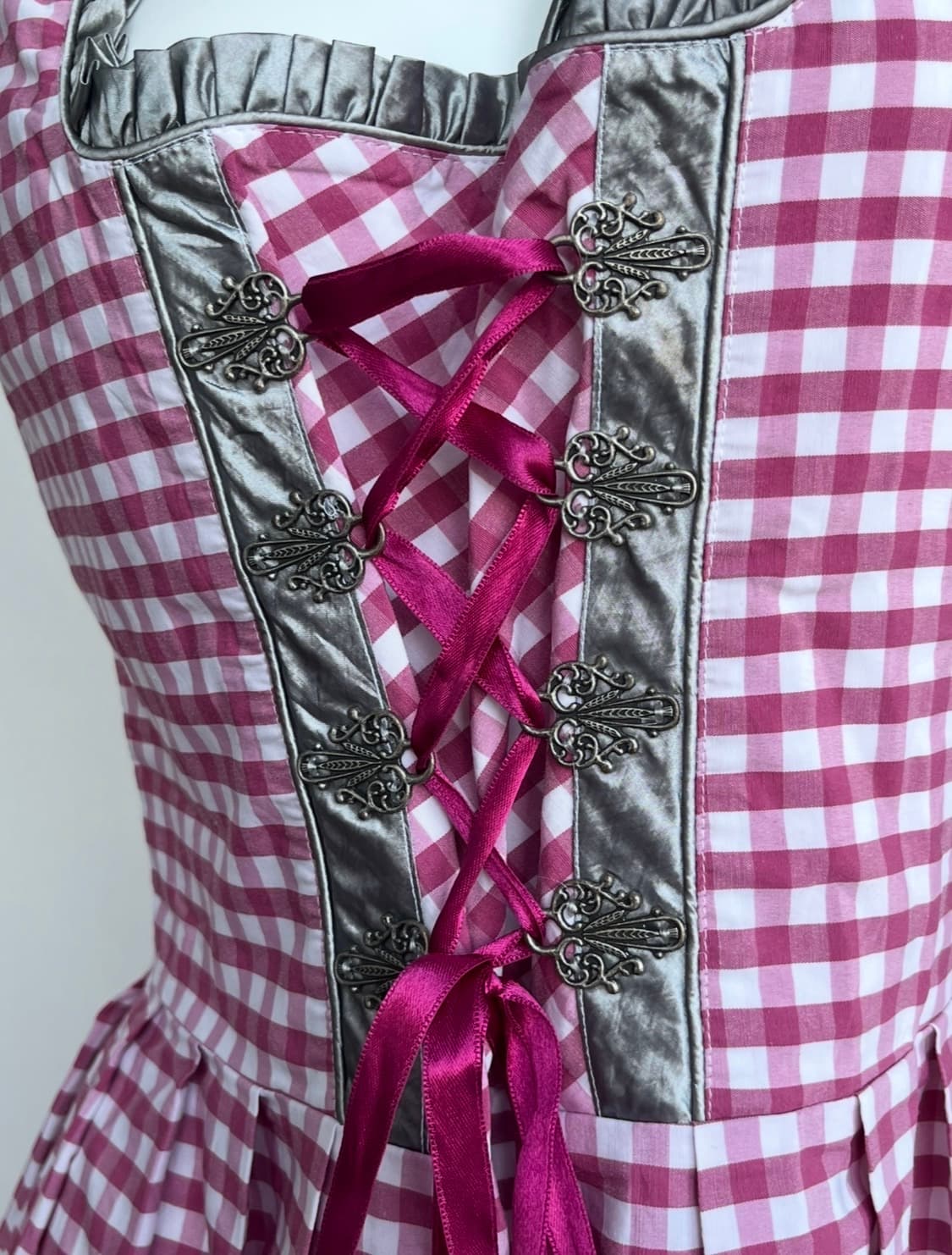 GOLDEN TRACHTEN 핑크 깅엄 디른들 원피스  상품이미지3