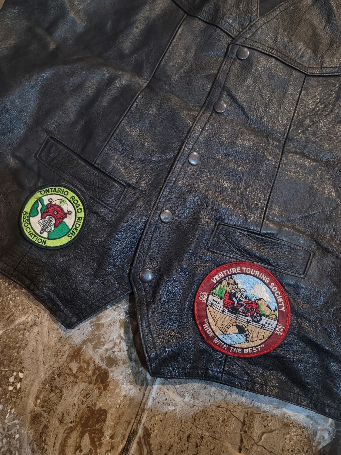 USA 오리지날 VTS 온타리오 가죽 바이커 조끼 상품이미지3