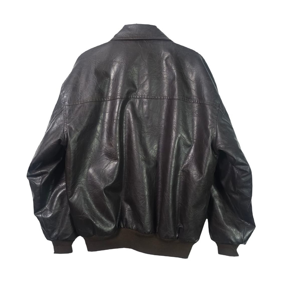 브라운 빈티지 레자 보머 자켓 상품이미지2