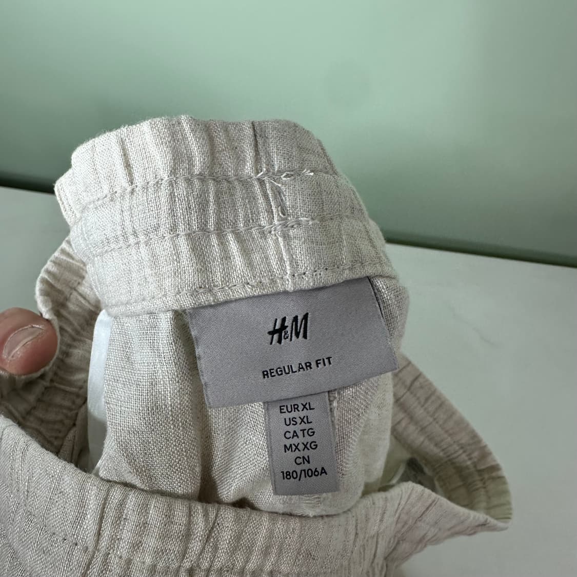 XL 흐앤므 H&M 라이트아이보리 루즈레귤러핏 밴딩 린넨팬츠 상품이미지2