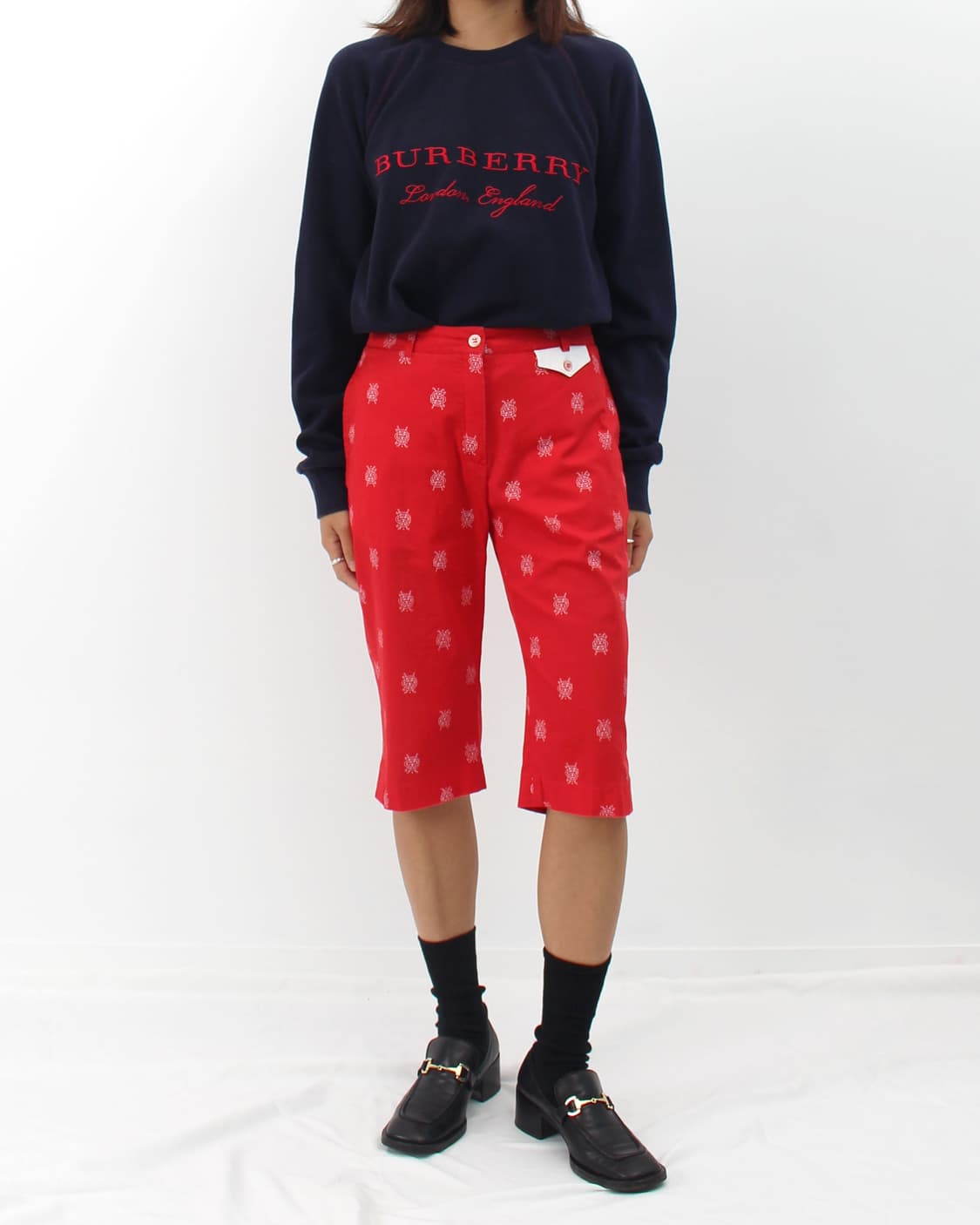 버버리 Burberry 빈티지 레드 5부 카프리 팬츠 상품이미지7
