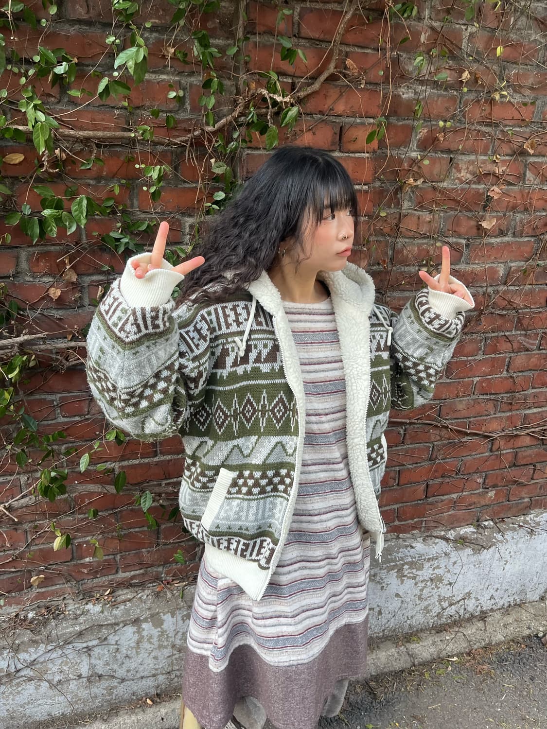 초코 나무 양털 후드 집업 아우터 상품이미지4