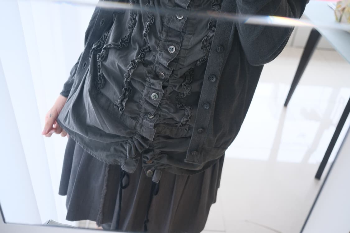 frill shirts docking washed cardigan 상품이미지4