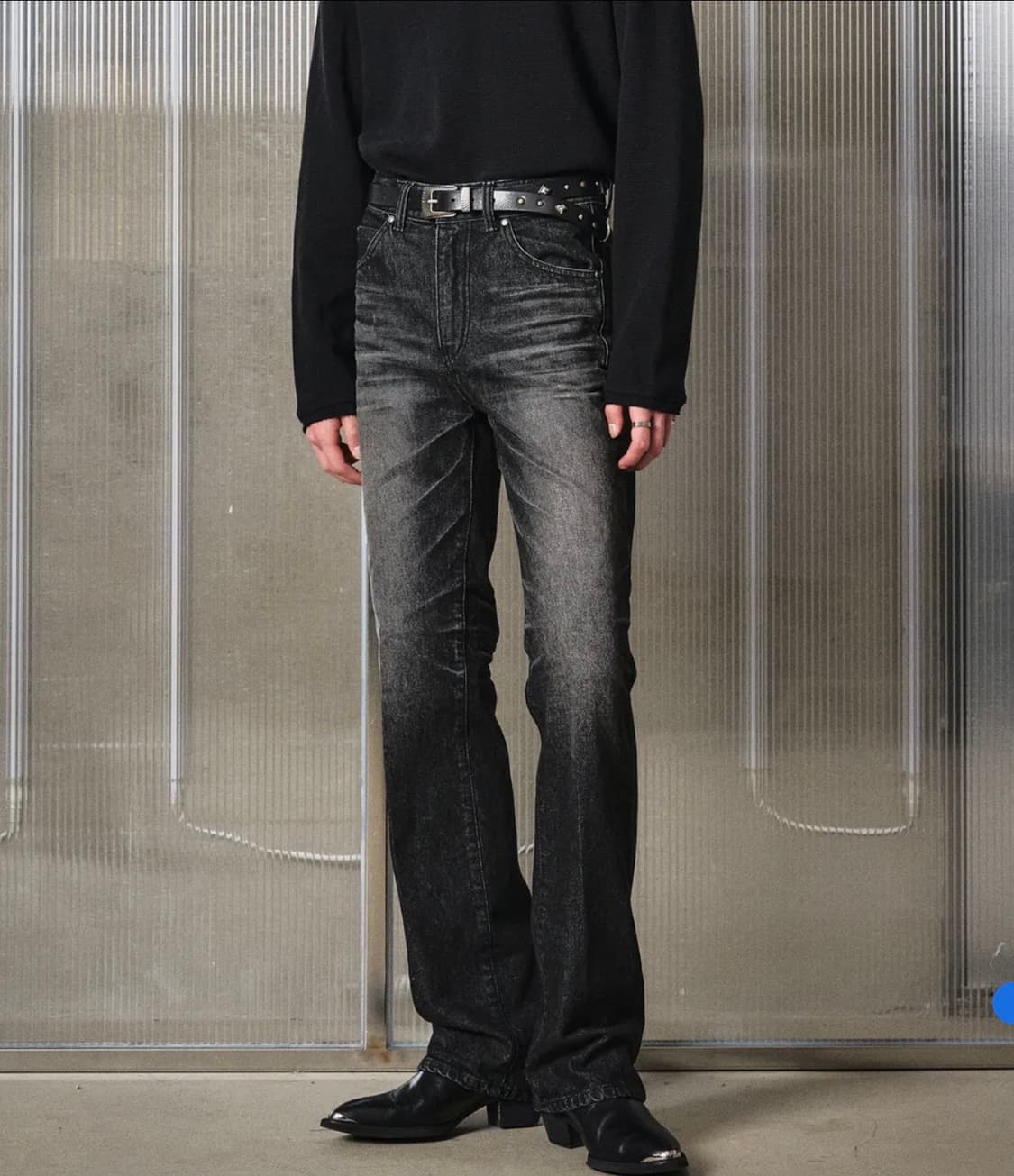 엘무드 아키라 플레어 데님 워시드 블랙 44 상품이미지1