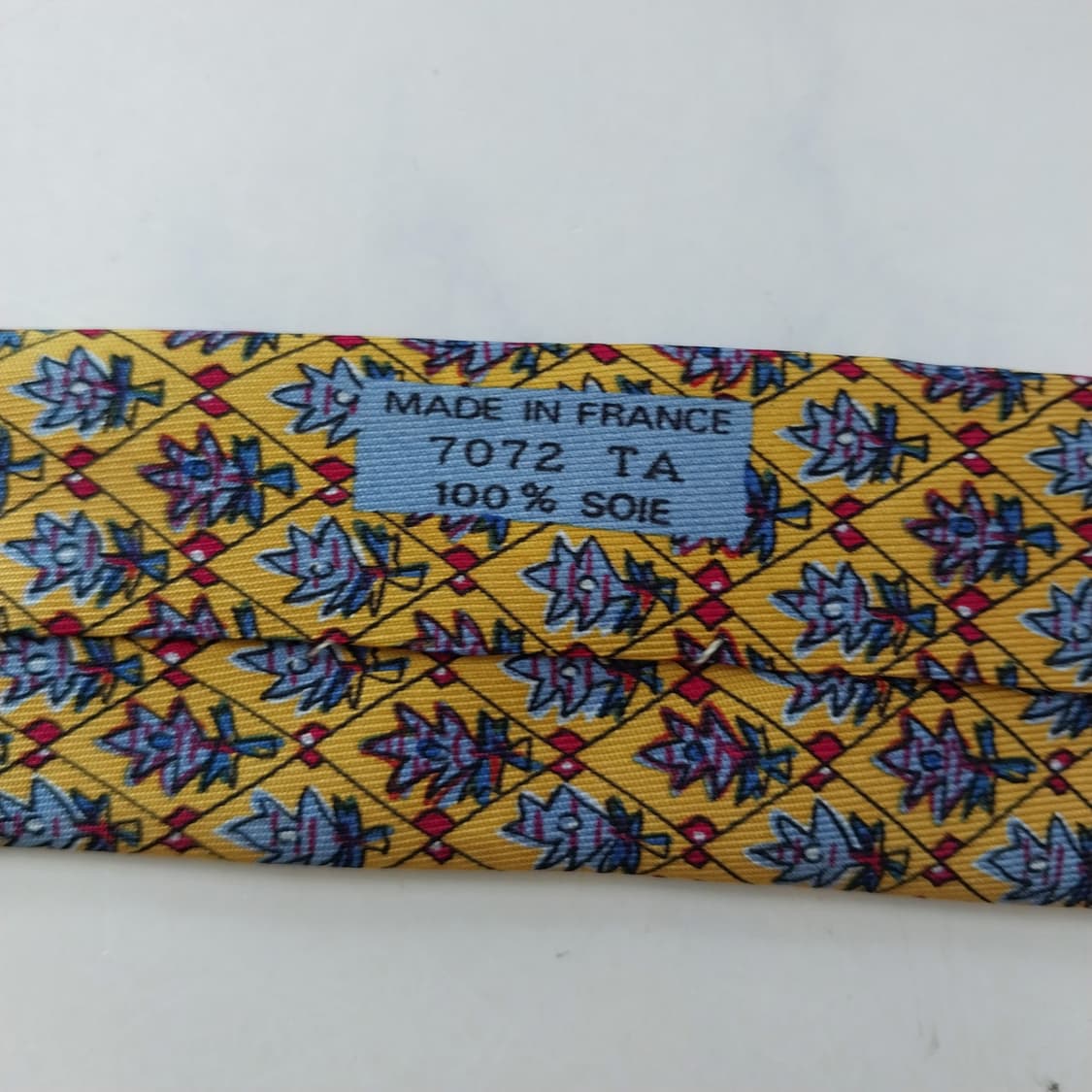 에르메스 머스타드 트리 패턴 넥타이 9.2cm B등급 K2590 상품이미지7