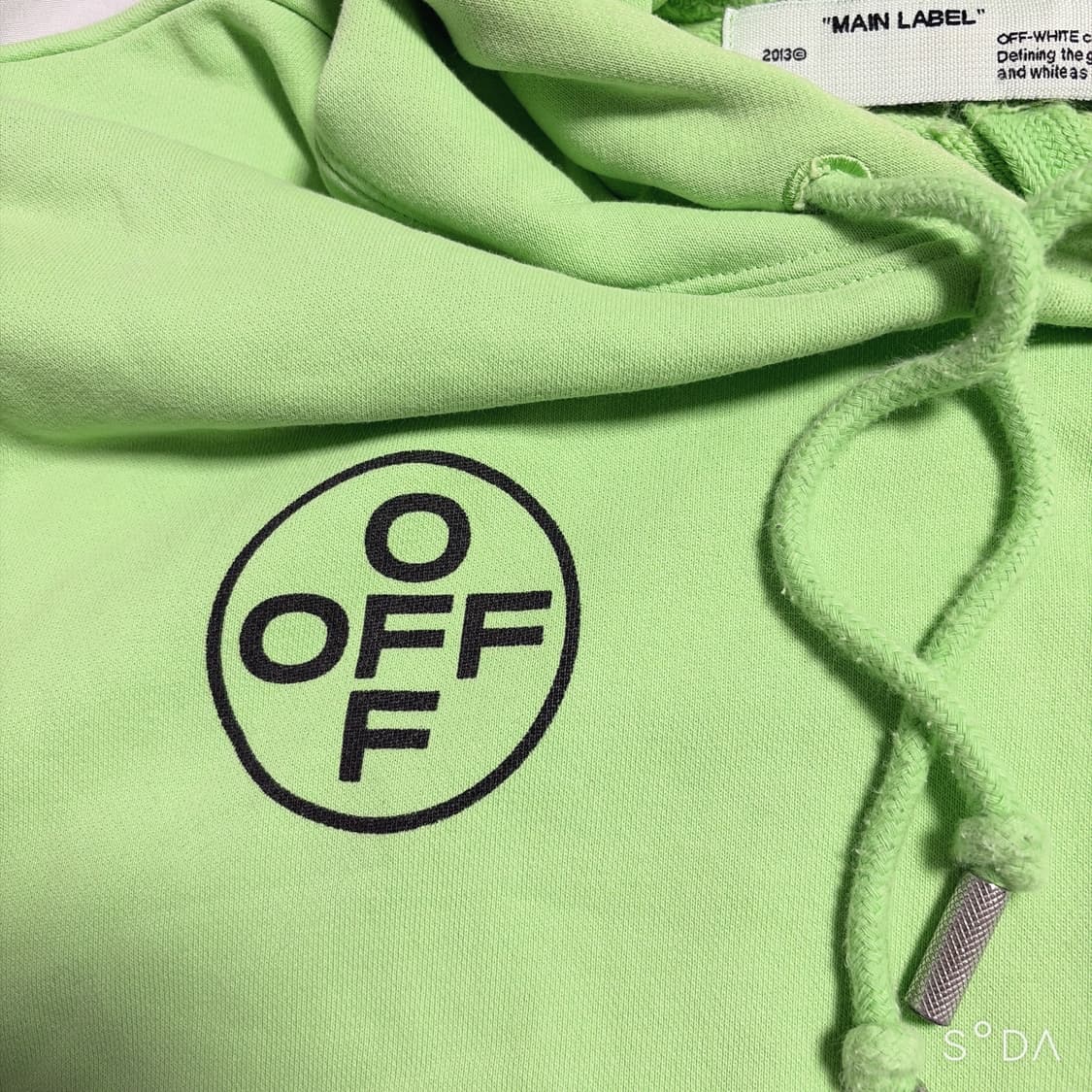 오프화이트 라임색 후드티 M~L 상품이미지5