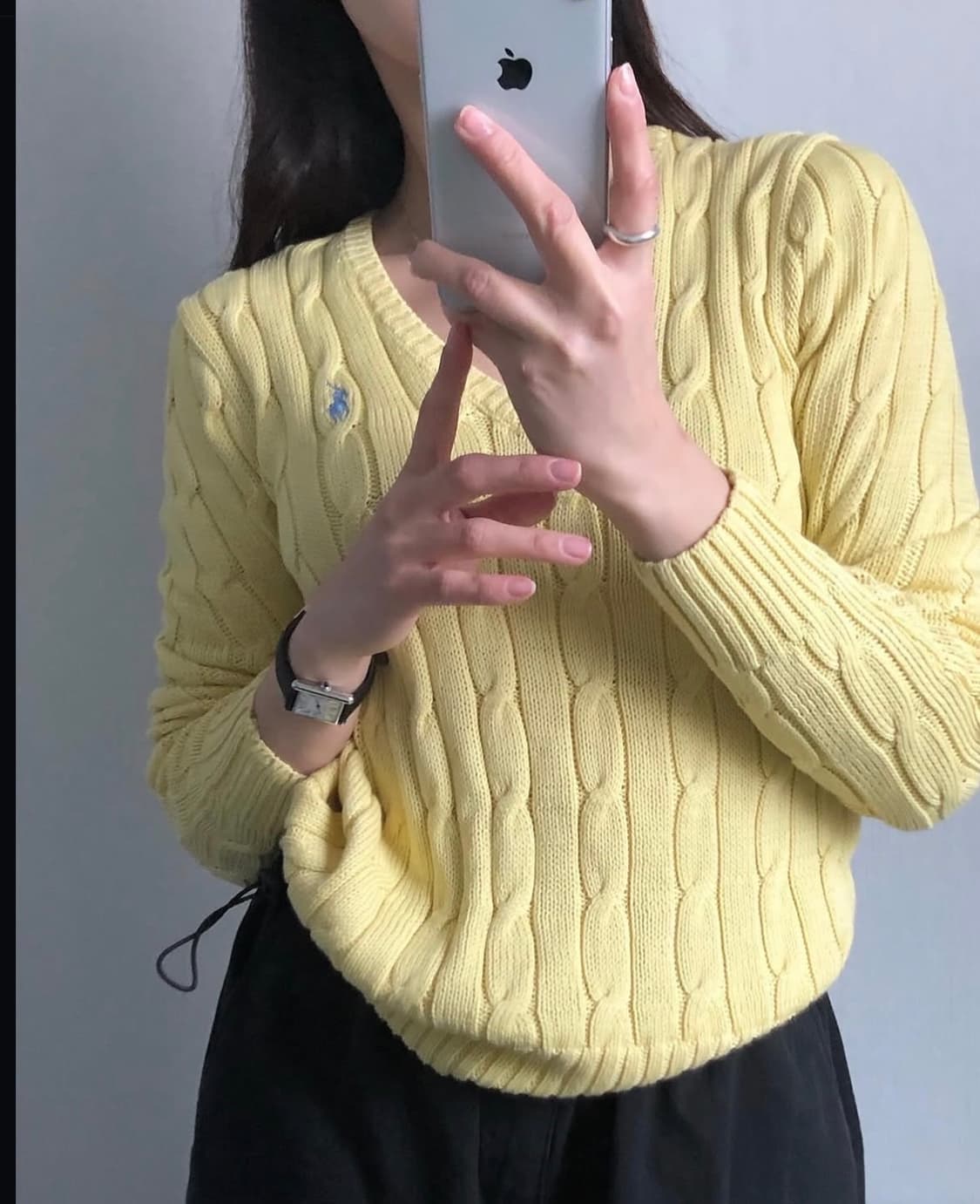 폴로 랄프로렌 노란색 브이넥 니트 상품이미지2