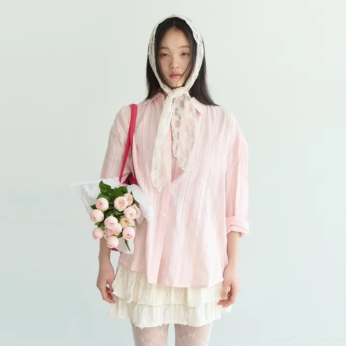 펀프롬펀 아일렛 오버핏 셔츠 피치 EYELET SHIRTS 상품이미지1