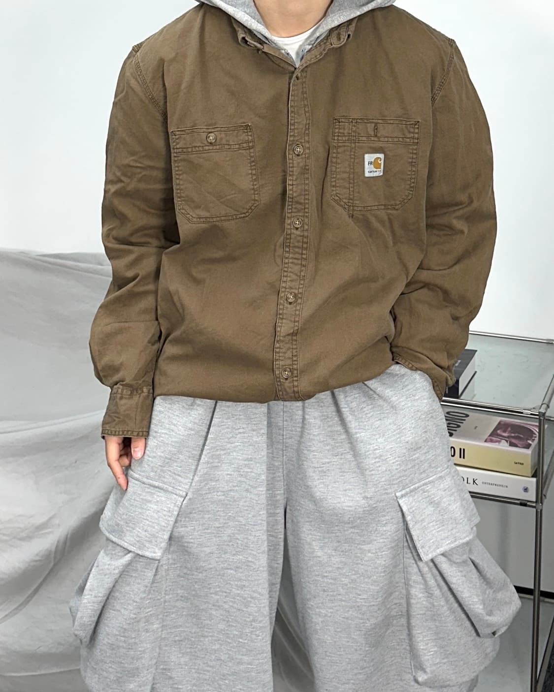 칼하트 FR 브라운 워크 셔츠 L 상품이미지2