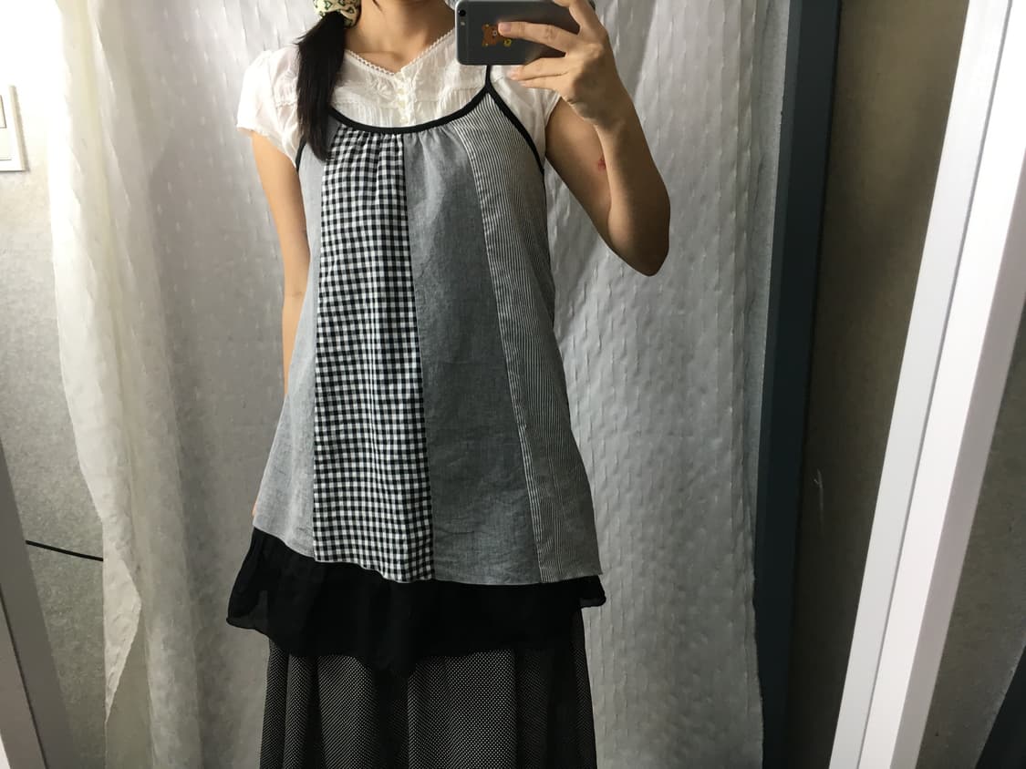 블랙 그레이 체크 슬리브리스 상품이미지2